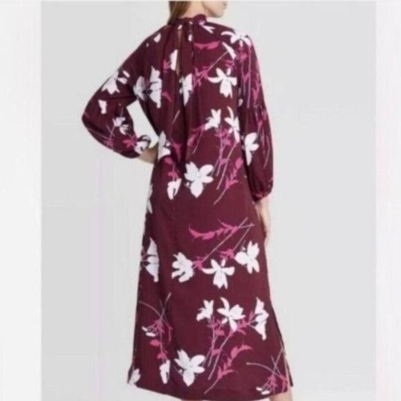Prologue SZXXL Wine Floral Tie Neck Dress Career Modern Interview Travel Comfy - Picture 2 of 16